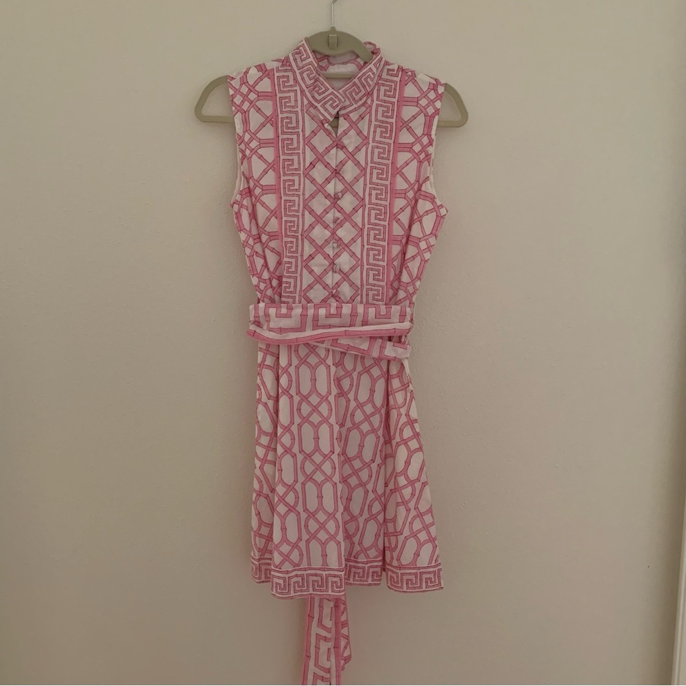 NWOT Sue Sartor Sleeveless Flounce Mini Hibiscus Bamboo Small Pink Palm Beach